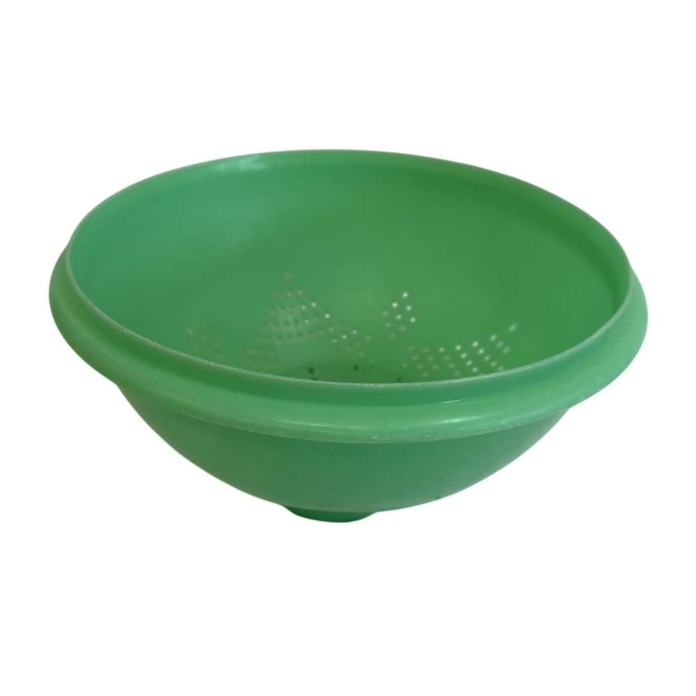 Vintage Tupperware Colander Strainer Bowl Green‎ Plastic Kitchen Gadget 339 8